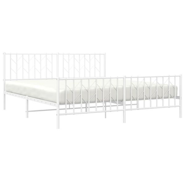 vidaXL Bedframe met hoofd- en voeteneinde metaal wit 180x200 cm