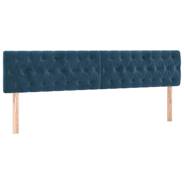 vidaXL Hoofdbord LED 180x7x78/88 cm fluweel donkerblauw