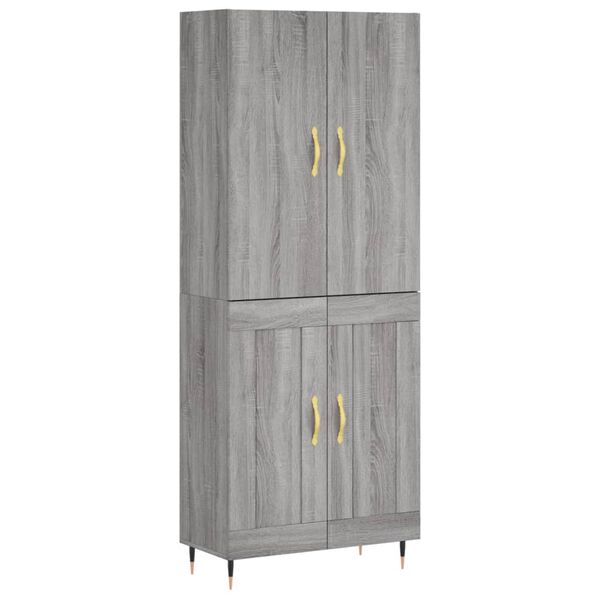 vidaXL Hoge kast 69,5x34x180 cm bewerkt hout grijs sonoma eikenkleurig