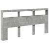vidaXL Hoofdbordkast met LED-verlichting 200x17x102 cm betongrijs