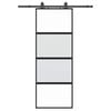 vidaXL Schuifdeur met beslagset 76x205 cm gehard glas zwart