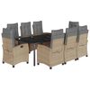 vidaXL 9-delige Tuinset met kussens poly rattan gemengd beige