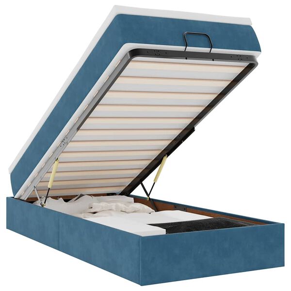 vidaXL Ottoman bed met matras 100x200 cm fluweel donkerblauw
