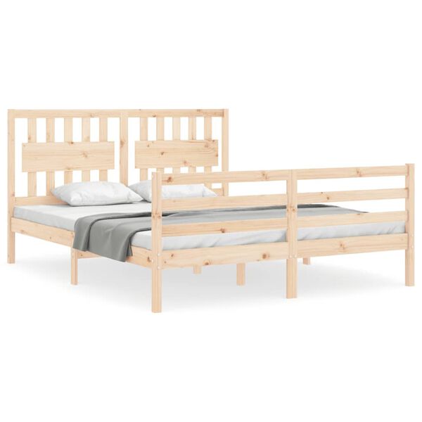 vidaXL Bedframe met hoofdbord massief hout 160x200 cm