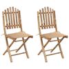 vidaXL Opklapbare stoelen (2 stuks) met kussens, bamboe