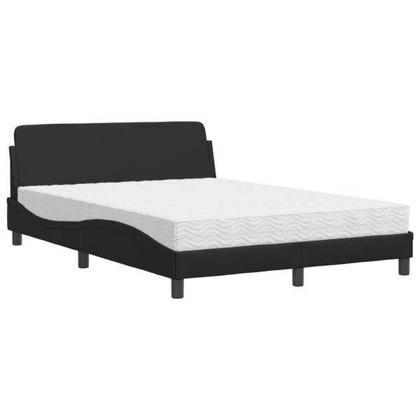 vidaXL Bed met matras "Dover" kunstleer zwart 140x190 cm