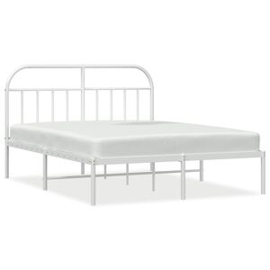 vidaXL Bedframe met hoofdbord metaal wit 160x200 cm