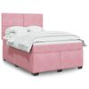 vidaXL Boxspring met matras fluweel roze 160x200 cm