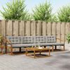 vidaXL Buiten bankenset met kussen 5 pcs Natuurlijk en Lichtgrijs
