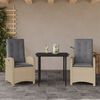 vidaXL 3-delige Tuinset met kussens poly rattan gemengd beige