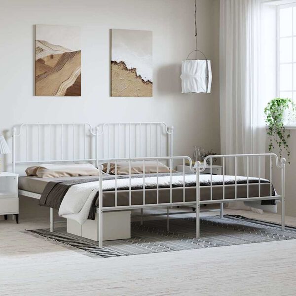vidaXL Bedframe met hoofd- en voeteneinde&nbsp;metaal wit 183x213 cm