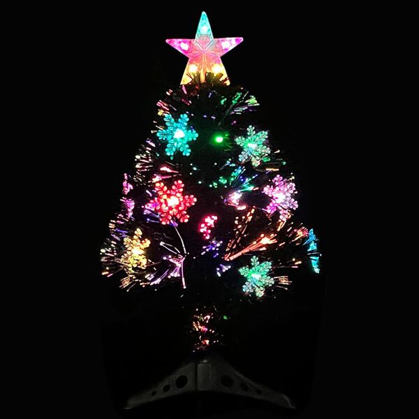 vidaXL Kerstboom met LED-sneeuwvlokken 64 cm glasvezel zwart
