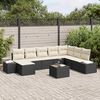 vidaXL Tuin Sofa Set met kussen 9 pcs Zwart poly rattan