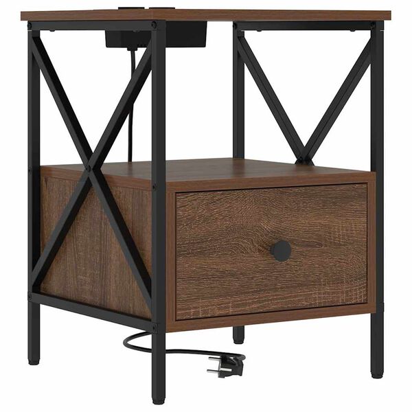 vidaXL Nachtkastje Bruin Eiken 41,5 x 40,5 x 55 cm Bewerkt hout