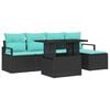 vidaXL Tuin Sofa Set 6 st Zwart en Blauw poly rattan