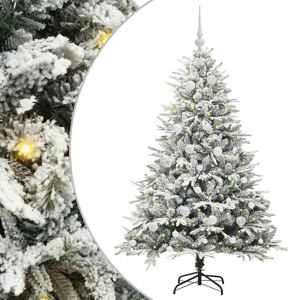 vidaXL Artificial Pre-lit Kerstboom met Ballenset Groen 150 cm