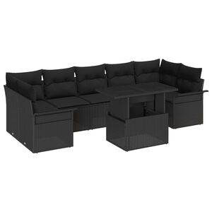 vidaXL Tuin Sofa Set met kussen met opslag 8 pcs Zwart Poly riet