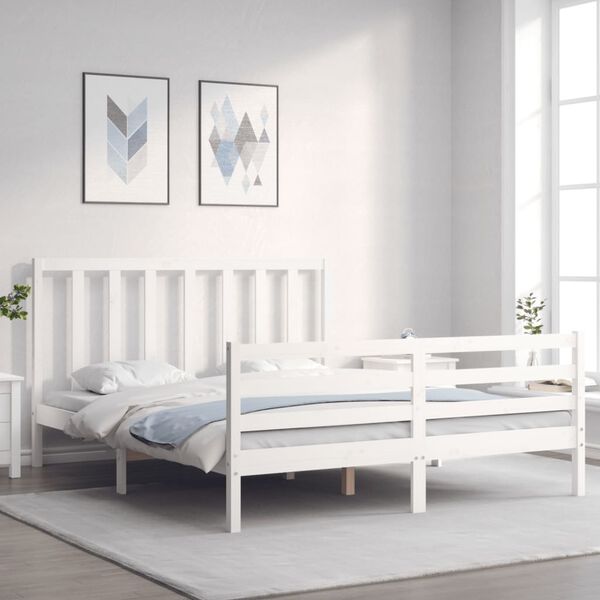 vidaXL Bedframe zonder matras massief grenenhout wit 160x200 cm