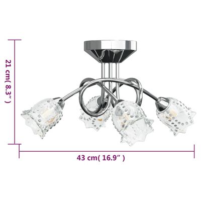 vidaXL Plafondlamp met bloemkappen glas 4xG9