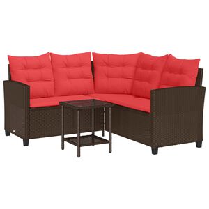 vidaXL Buiten bankenset met kussen 2 pcs Bruin en Rood poly rattan