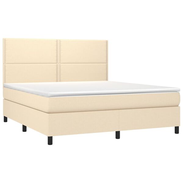 vidaXL Boxspring met matras en LED stof cr&egrave;mekleurig 160x200 cm