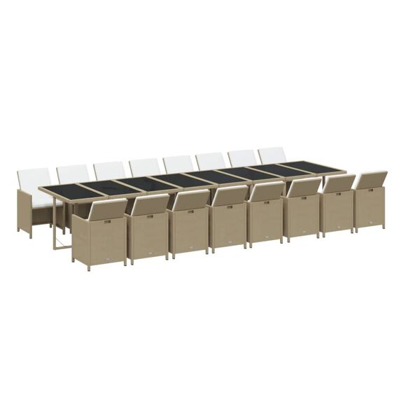 vidaXL 17-delige Tuinset met kussens poly rattan beige