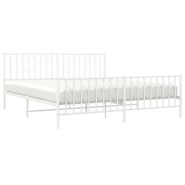 vidaXL Bedframe met hoofd- en voeteneinde&nbsp;metaal wit 183x213 cm