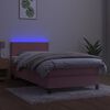 vidaXL Boxspring met matras en LED fluweel roze 100x200 cm