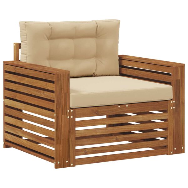 vidaXL Buiten bankenset Massief Acaciahout en Polyester Naturel