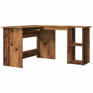 vidaXL Hoekbureau 120x140x75 cm bewerkt hout oud houtkleurig
