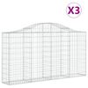 vidaXL Schanskorven 3 st gewelfd 200x30x100/120 cm ijzer