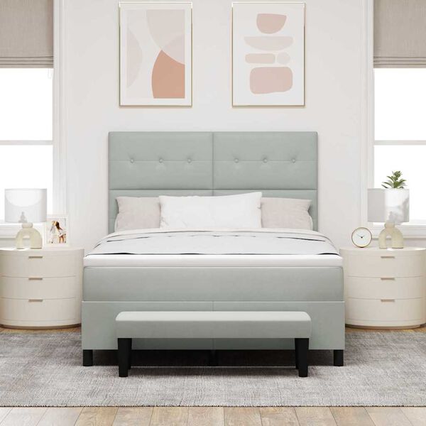 vidaXL Boxspring bed met matras Lichtgrijs 140 x 190 cm Fluweel