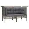 vidaXL Tuinhoekbanken met kussens 2 st poly rattan grijs