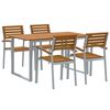 vidaXL Tuin eettafelset 5 st Grijs Massief Acaciahout
