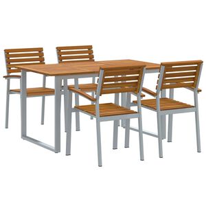 vidaXL Tuin eettafelset 5 st Grijs Massief Acaciahout
