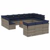 vidaXL 14-delige Loungeset met kussens poly rattan grijs