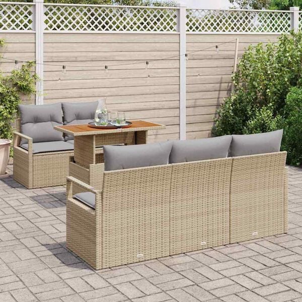 vidaXL Tuin Sofa Set met kussen 6 pcs beige en lichtgrijs