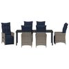 vidaXL Tafel en stoelen set met kussen 7 pcs Grijs PE Rattan