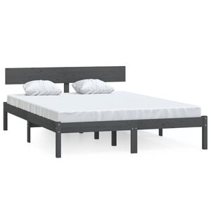 vidaXL Bedframe massief grenenhout grijs 140x190 cm