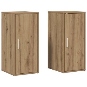 vidaXL Schoenenkasten 2 st 32x35x70 cm bewerkt hout artisanaal eiken