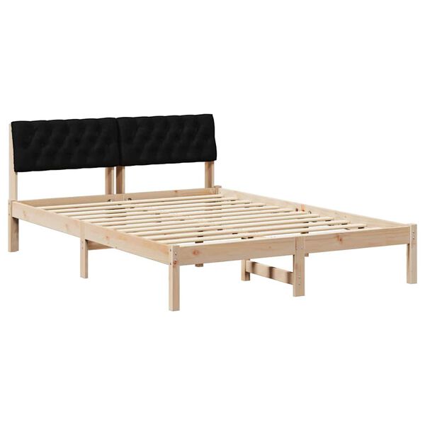 vidaXL Bedframe Bruin en zwart 140 x 200 cm Massief grenenhout