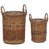 vidaXL Plantmand met opslag 2 pcs Bruin Kubu Rattan