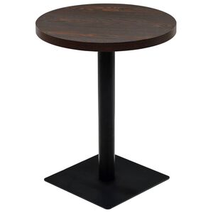 vidaXL Bistrotafel rond 60x75 cm MDF en staal donker essenkleur