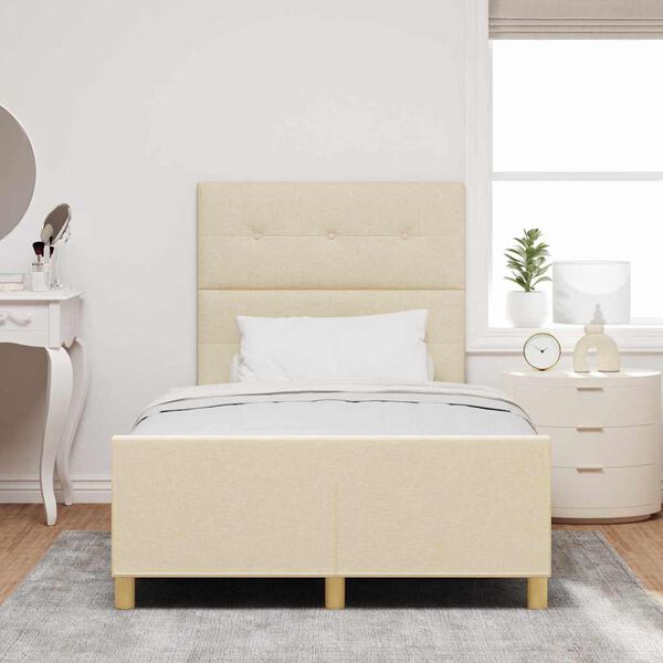vidaXL Bedframe met hoofdeinde Cr&egrave;me 120 x 200 cm Stof