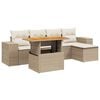 vidaXL 6-delige Loungeset met kussens poly rattan beige