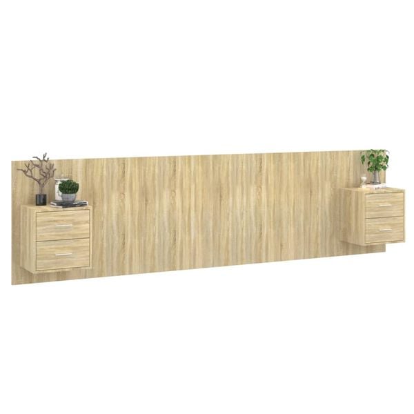vidaXL Hoofdbord met kastjes bewerkt hout sonoma eikenkleurig