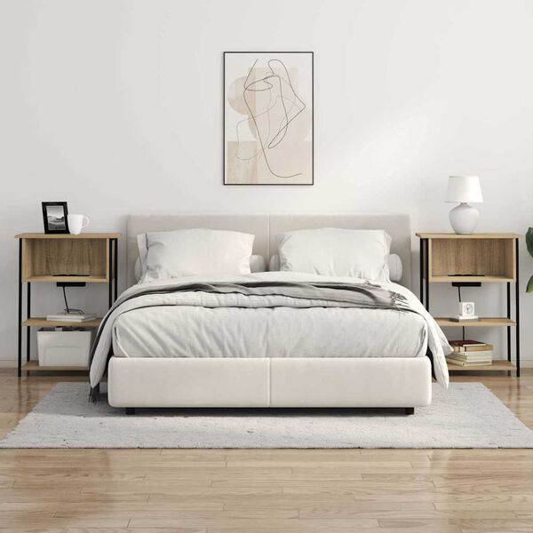 vidaXL Nachtkastje Sonoma Eiken 55 x 31 x 76 cm Bewerkt hout