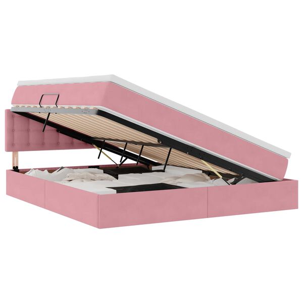vidaXL Opbergbed met LED met matras met LED Roze 180 x 200 cm Fluweel