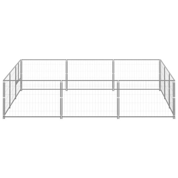 vidaXL Hondenkennel 9 m&sup2; staal zilverkleurig