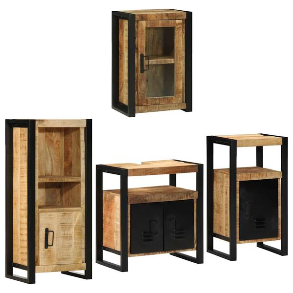 vidaXL Badkamermeubelset Wandgemonteerd 4 pcs Bruin Massief Mango Hout